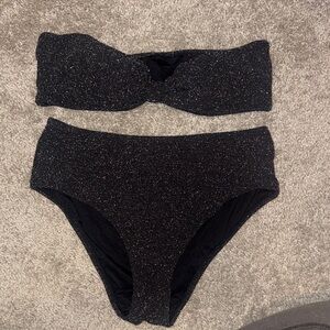 Mono b Black Glitter Bikini Set